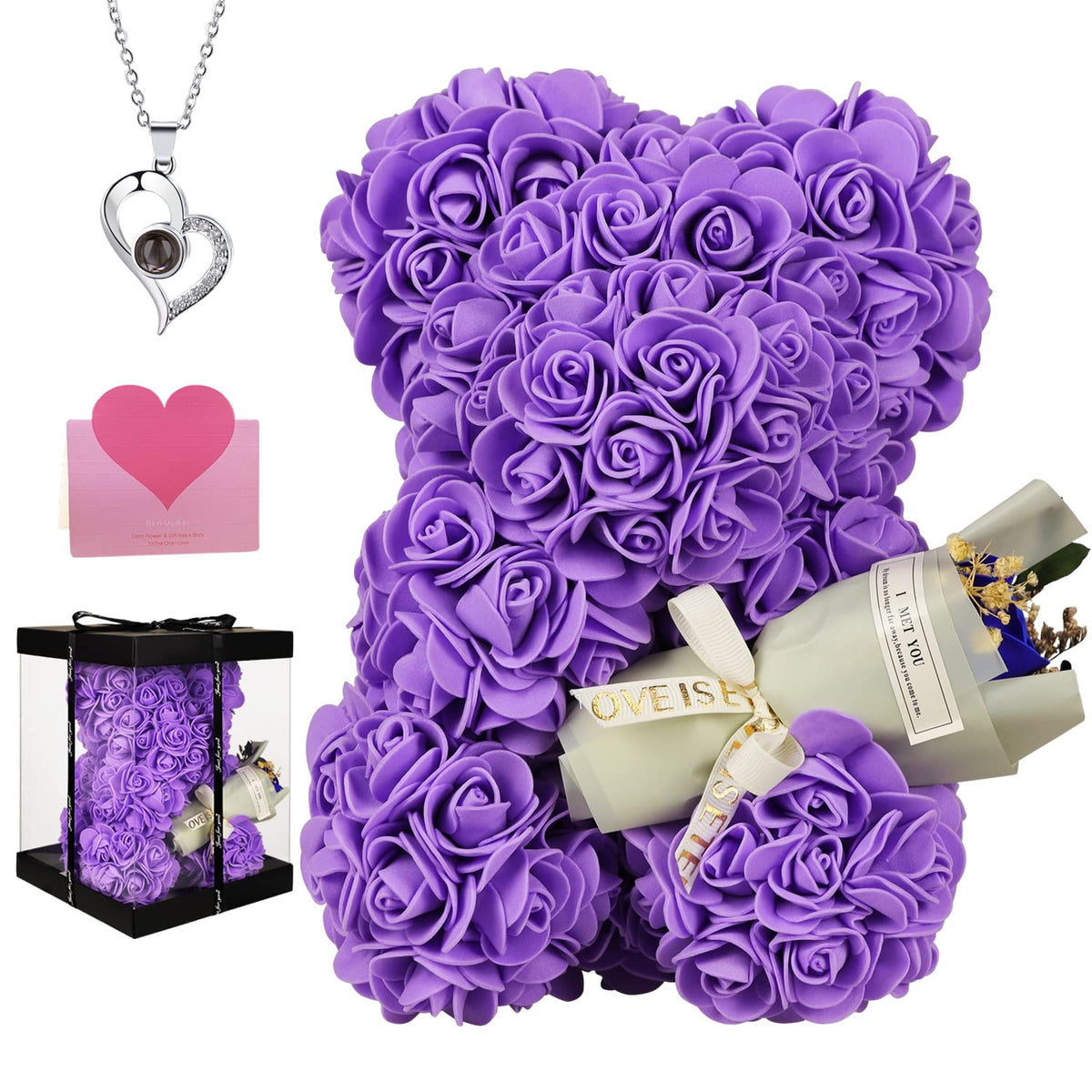 K KYMAKE ours en roses en coffret avant présentation, cadeau prêt à offrir