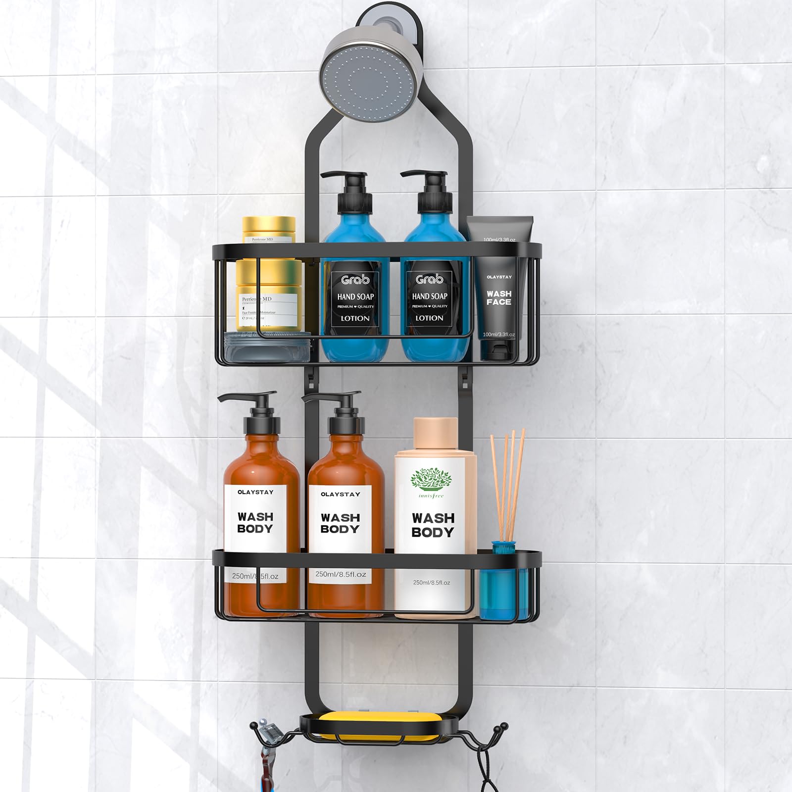Kadolina étagère avec flacons organise produits de bain