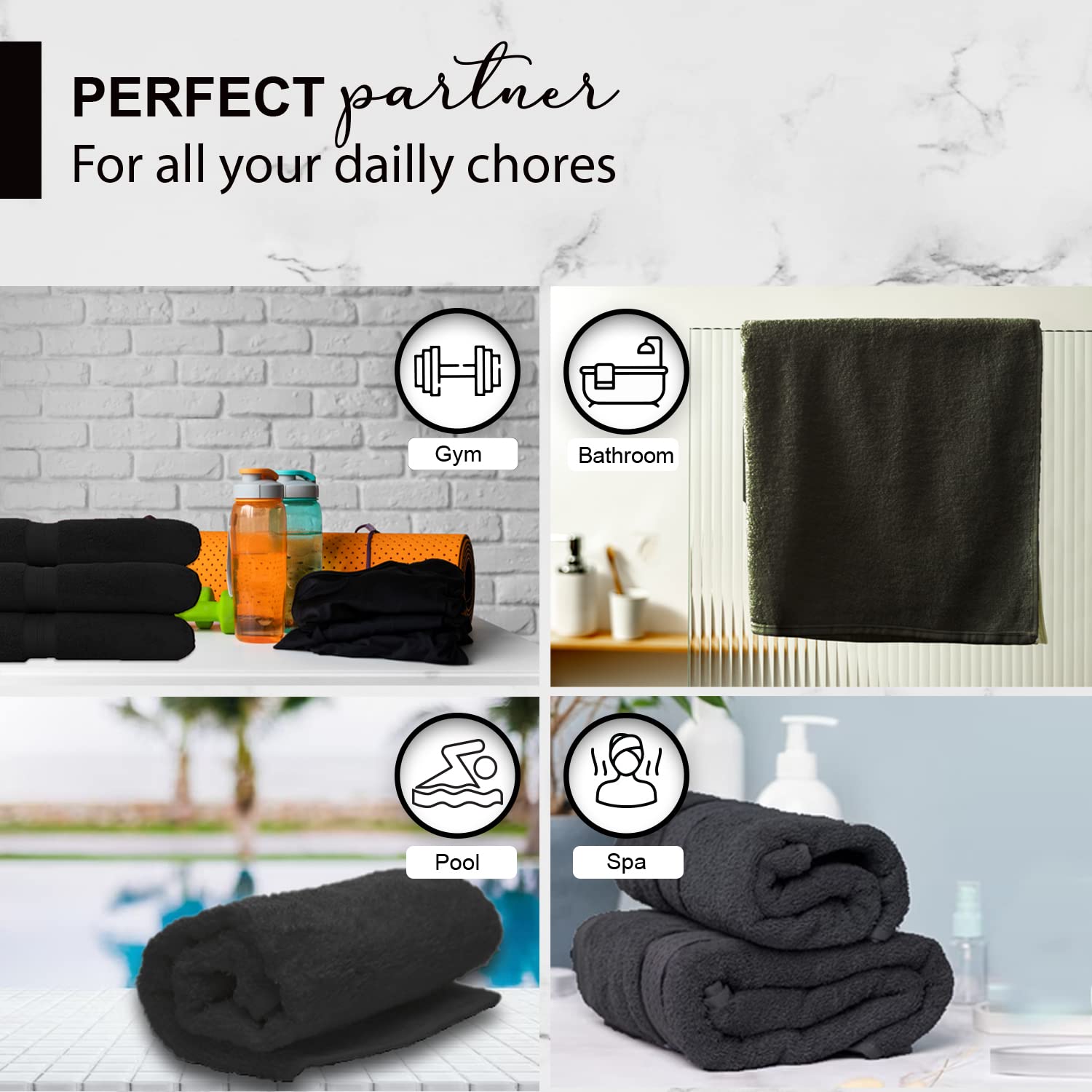 KAHAF COLLECTION serviette posée à côté d'une main pour échelle
