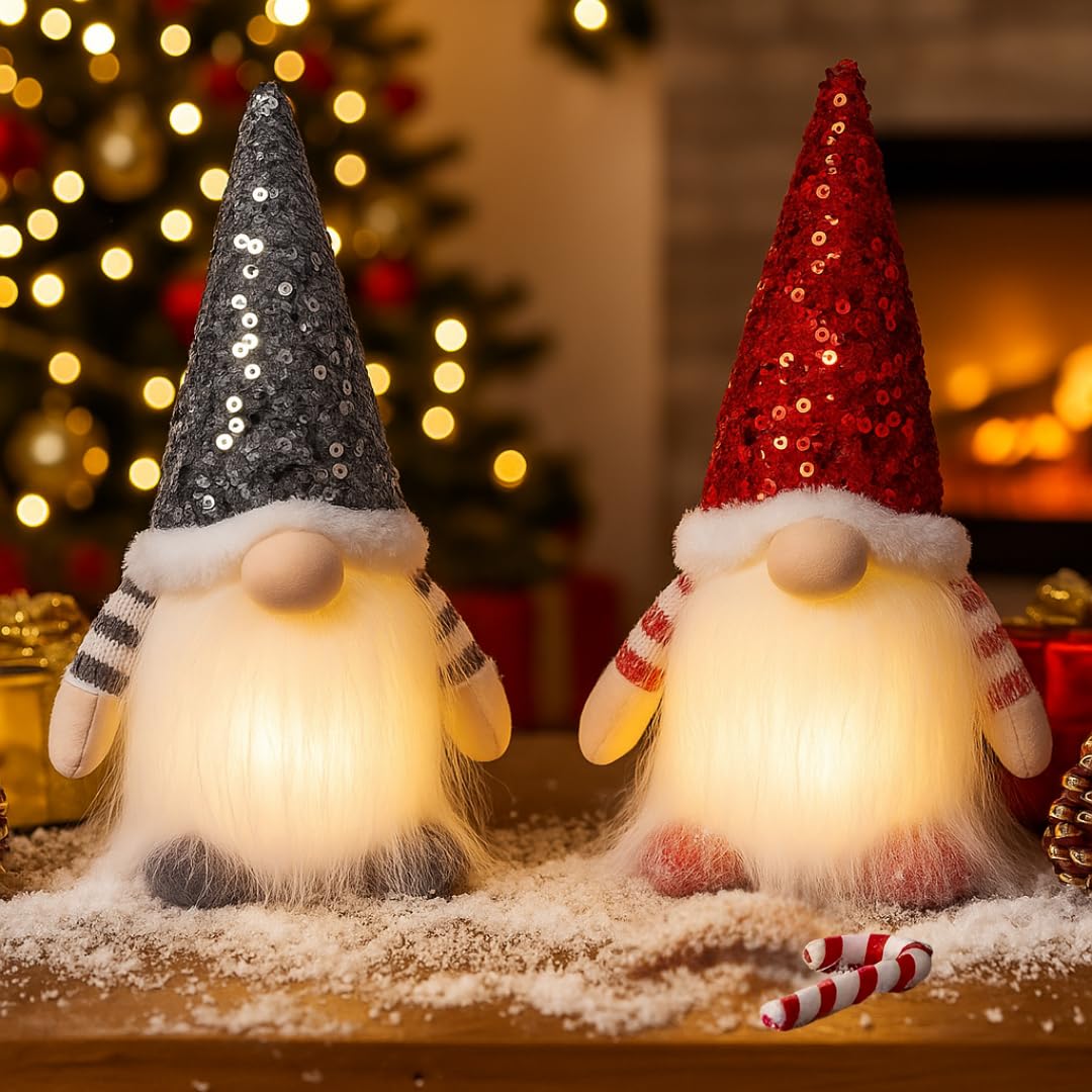 KAHF gnome face avant montrant la peluche et le bonnet brillant pour une déco festive
