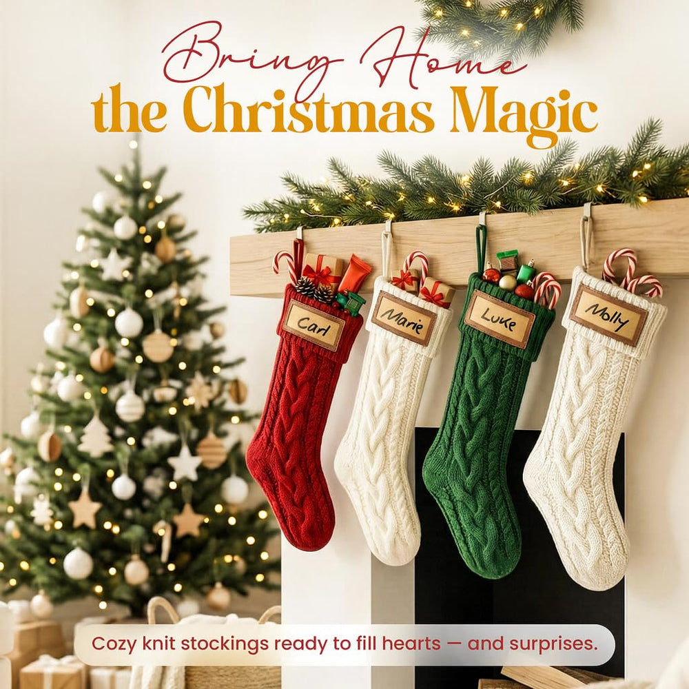 KAHF chaussettes accrochées à la cheminée créant ambiance festive