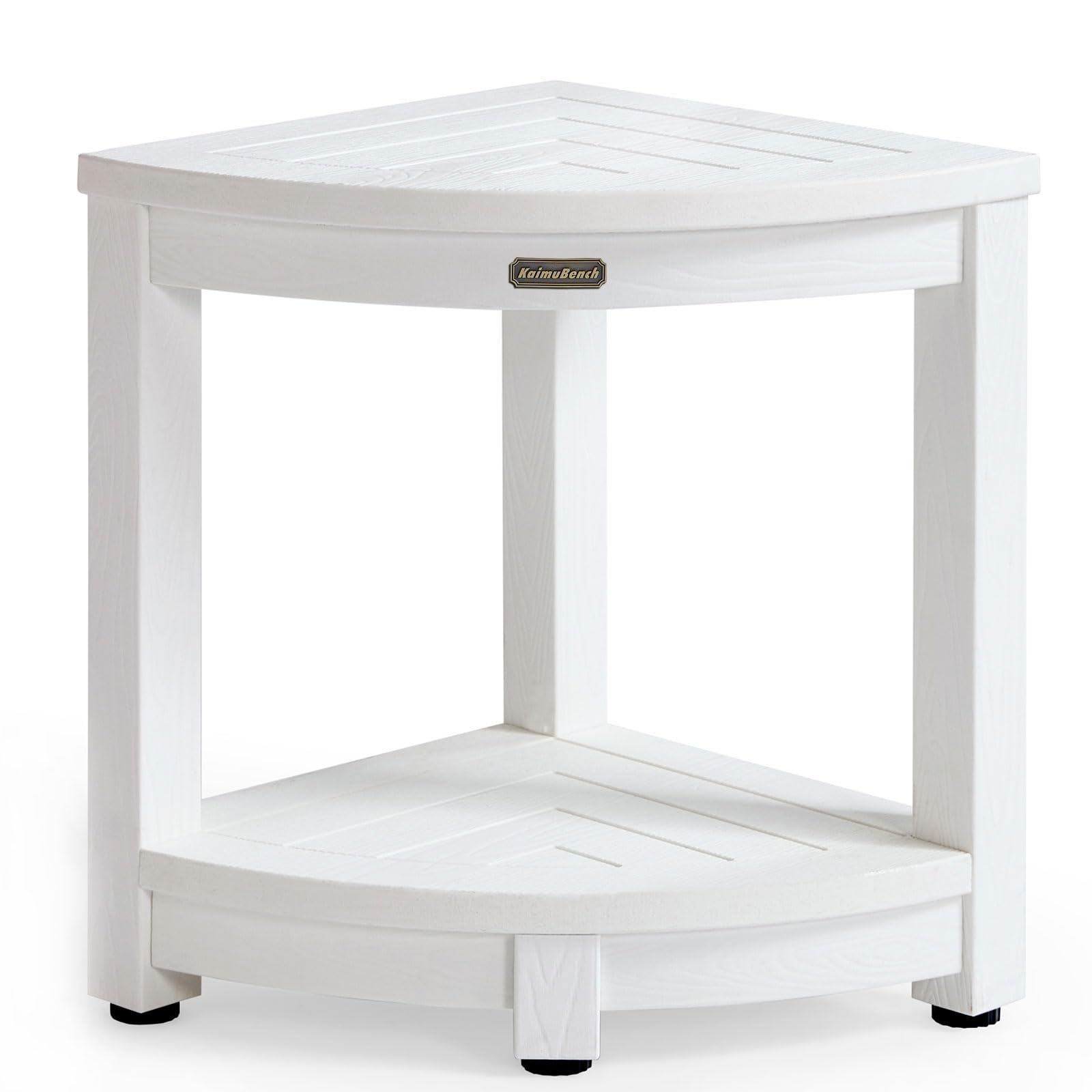 KaimuBench vue de face du banc d'angle blanc montrant compacité et finition pratique