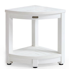 KaimuBench vue de face du banc d'angle blanc montrant compacité et finition pratique