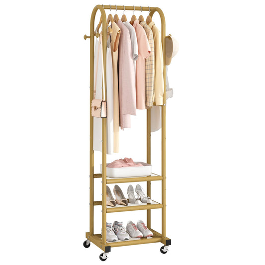 Kaitiemoo vue avant montrant le rack doré et rangement organisé