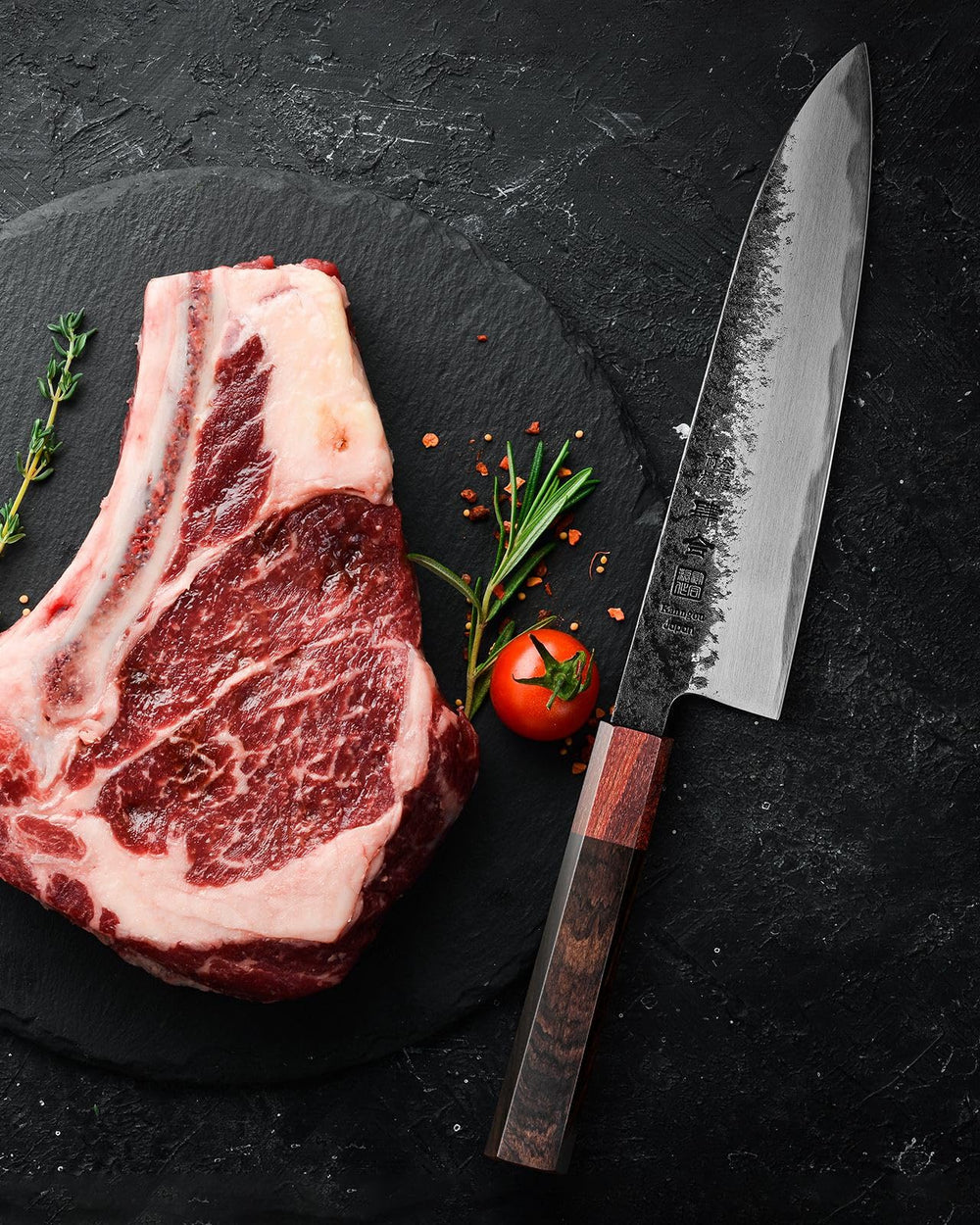 kanngou dos de lame martelé (tsuchime) réduisant adhérence aliments