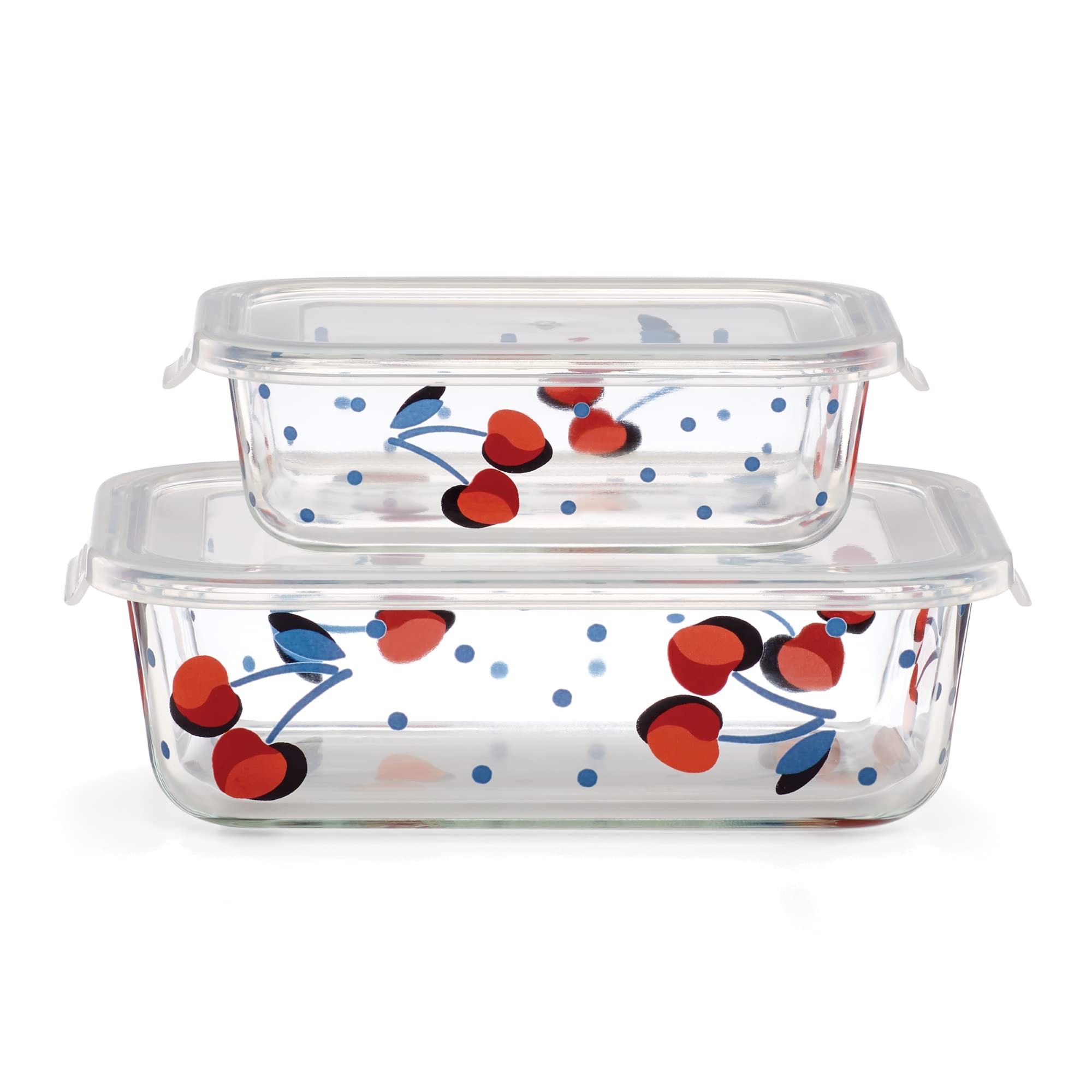 kate spade new york vue de face des boîtes en verre Cherry Dot, rangement élégant