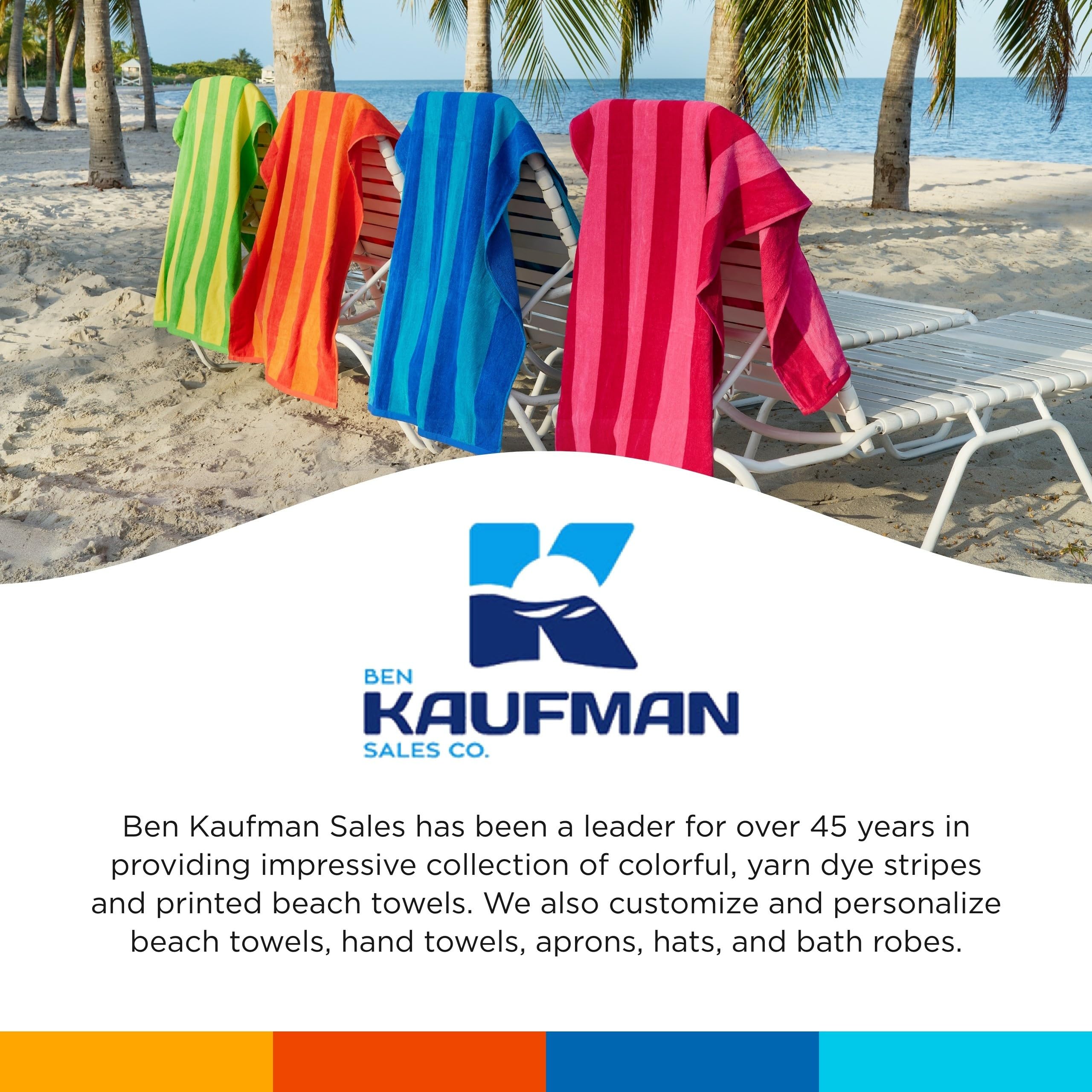 BEN KAUFMAN SALES CO serviette mise en scène sur la plage suggérant usage lifestyle