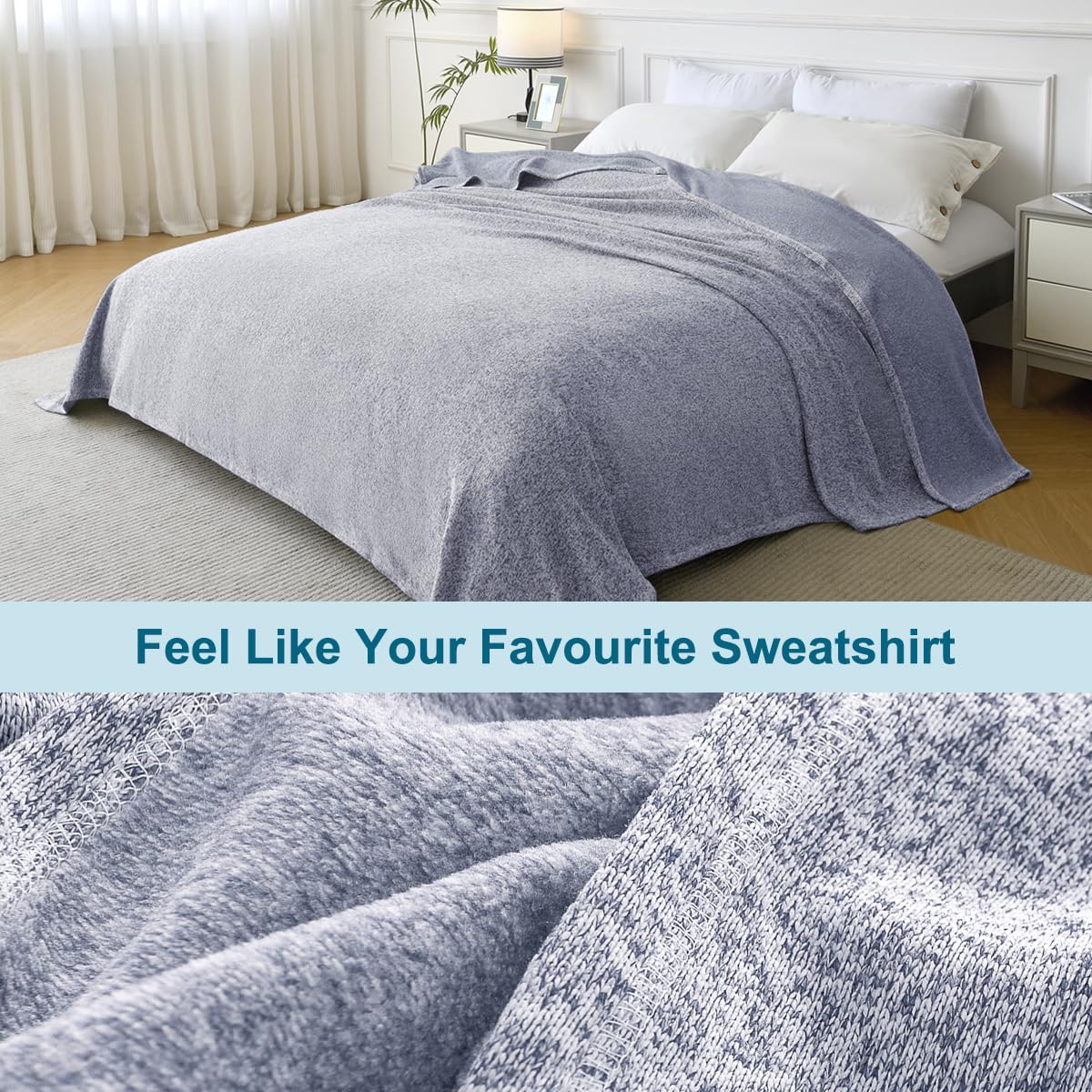 KAWAHOME plaid King Size étalé sur lit pour une esthétique chambre apaisante