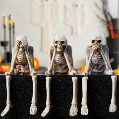 KcBlueJp trio de squelettes face pour décor Halloween ajout dramatique
