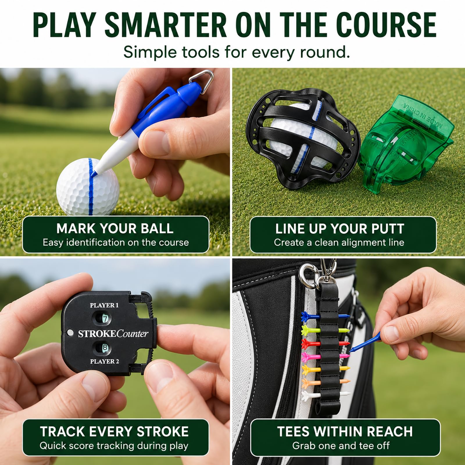 Kederwa brosse et divot tool en gros plan, entretien facile des clubs
