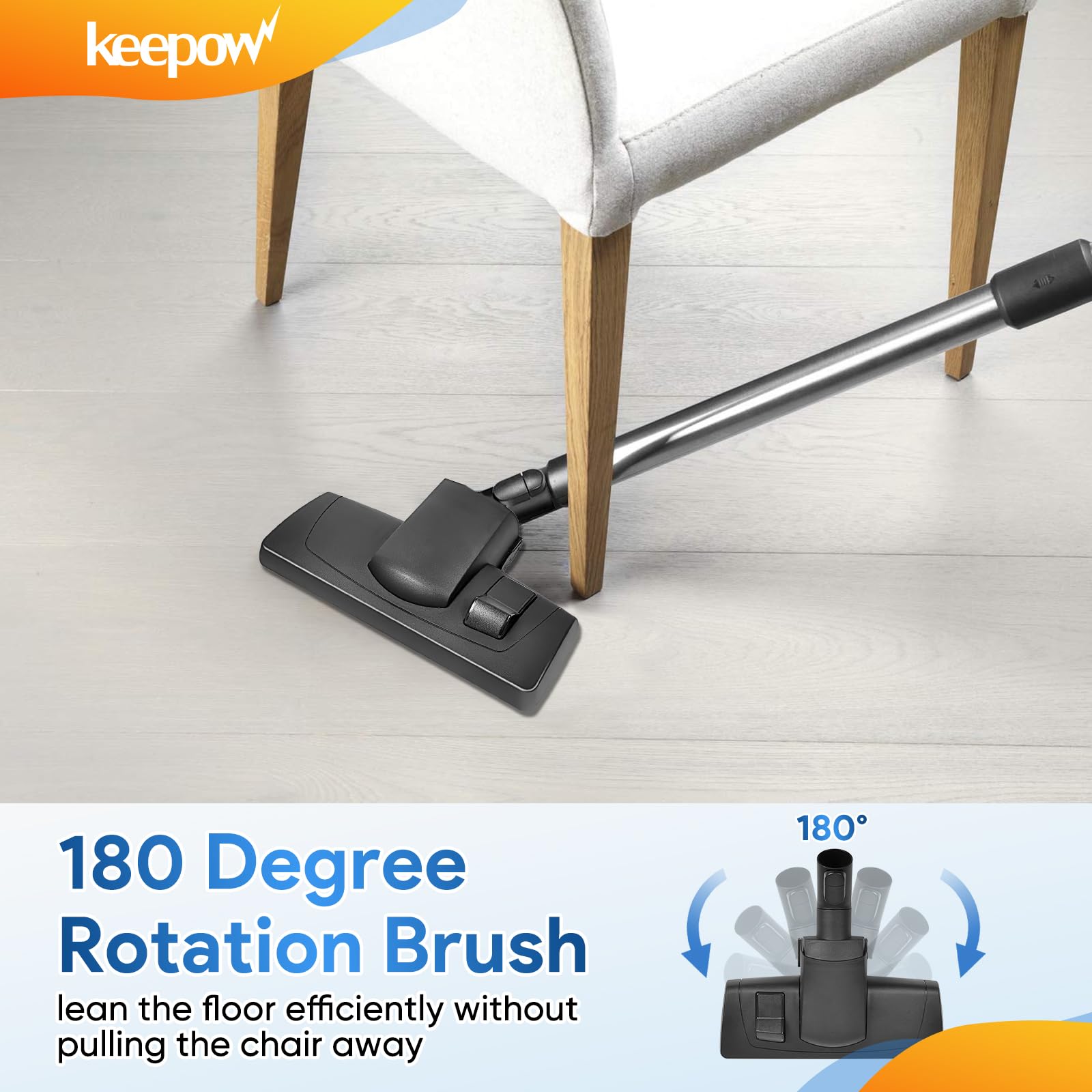 KEEPOW brosse sur tapis à poil court montrant performance sur moquette