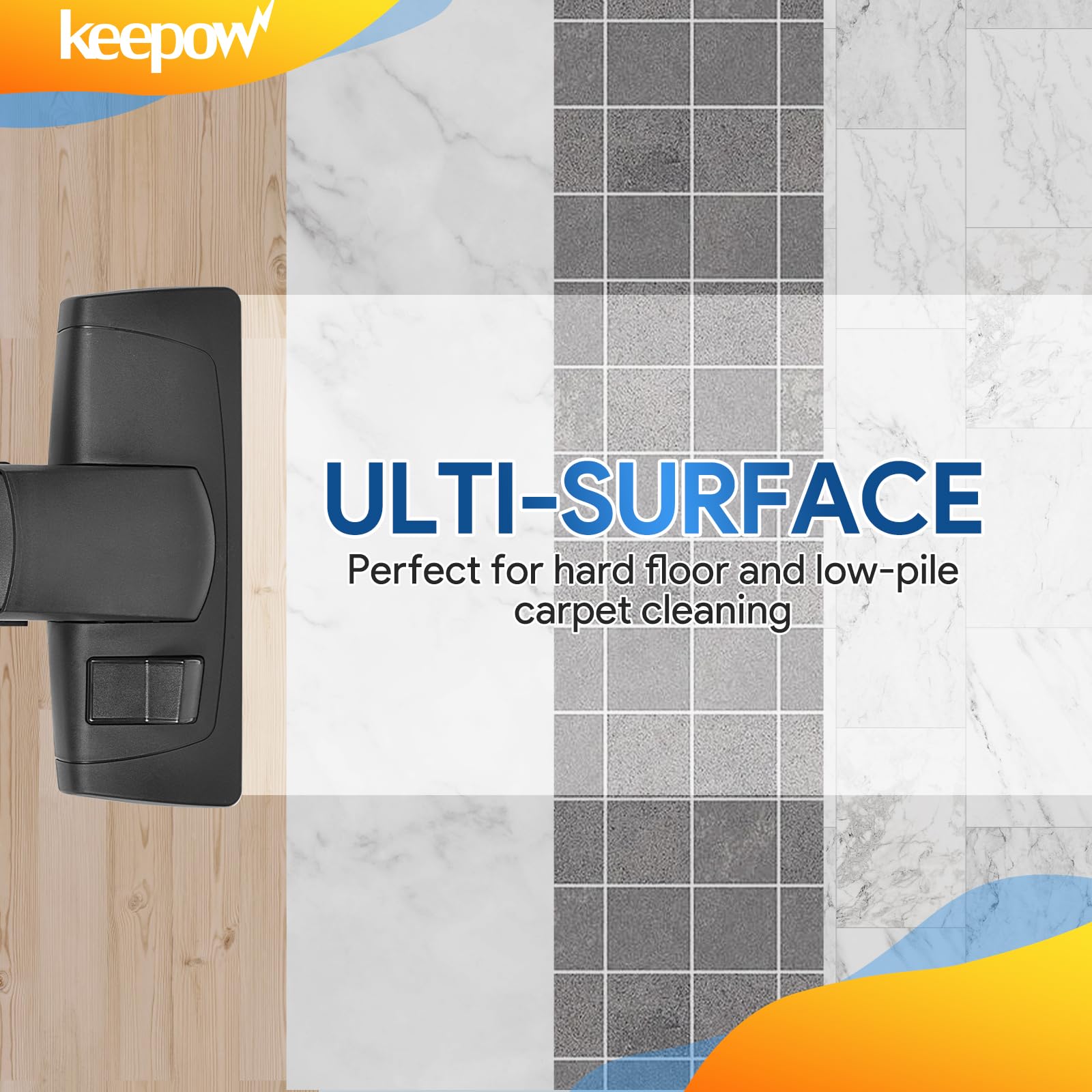 KEEPOW brosse en usage sur parquet offrant glisse fluide et aspiration