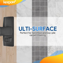 KEEPOW brosse en usage sur parquet offrant glisse fluide et aspiration