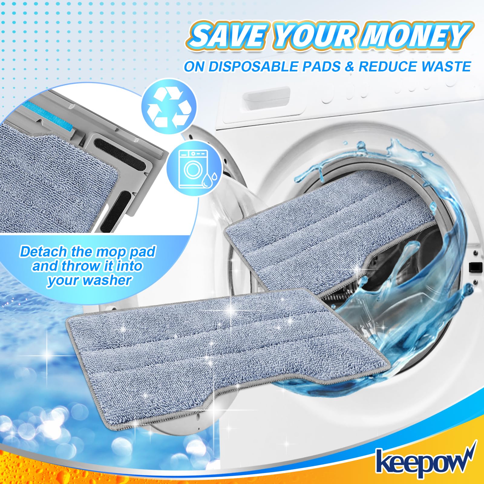 KEEPOW kit avec sac de lavage montrant entretien facile et réutilisation