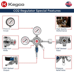 Kegco gros plan manomètre bouteille indiquant gaz restant utile