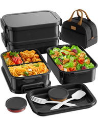 KEMETHY vue frontale de la boîte bento noire, transport sécurisé