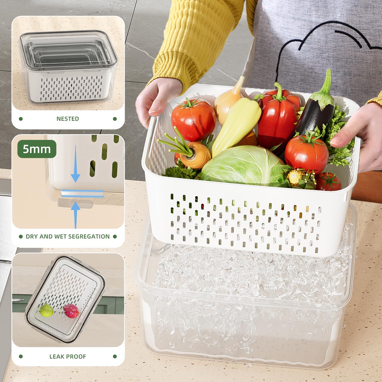 KEMETHY utilisation pour rincer des fruits directement dans la passoire pratique