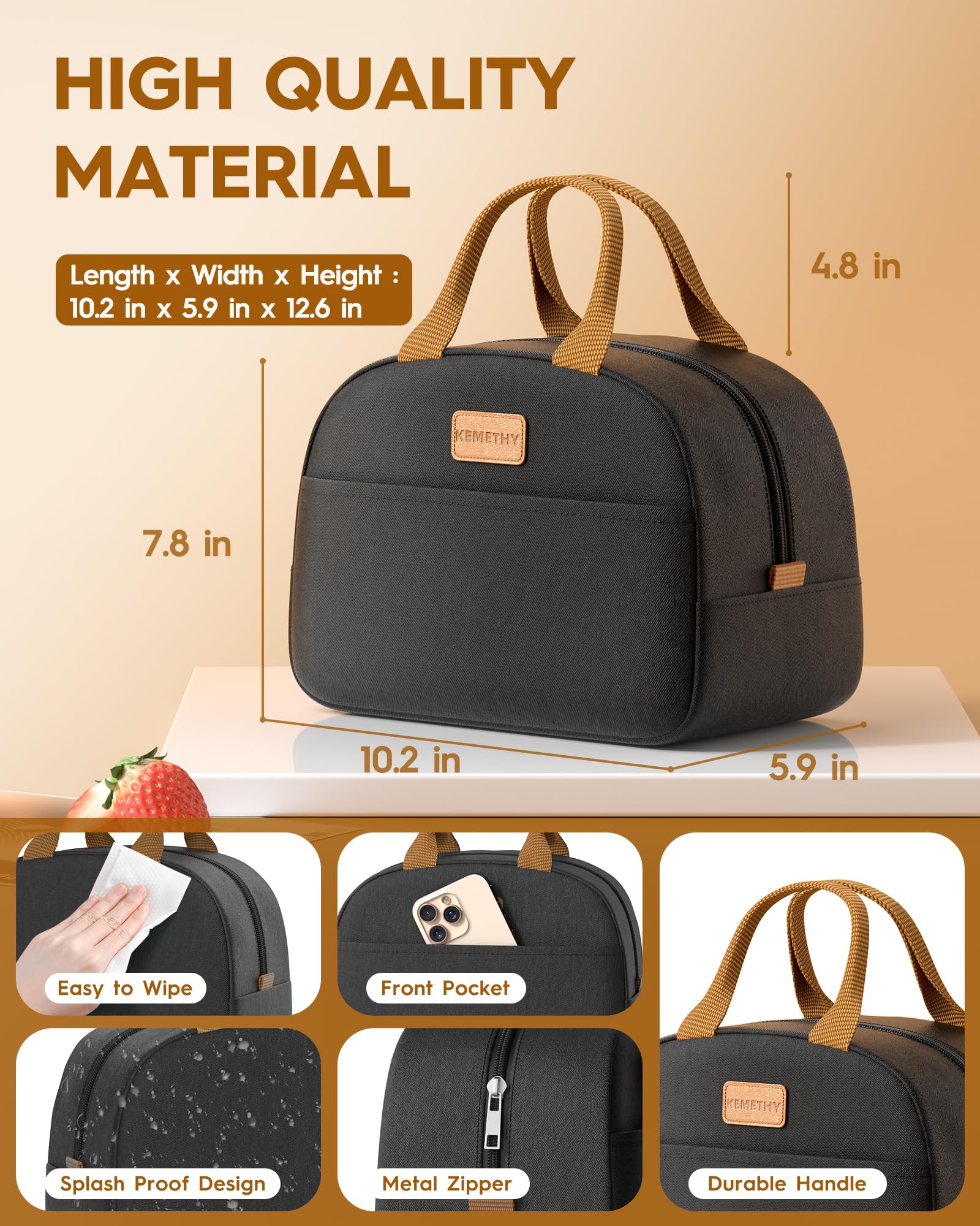 KEMETHY boîte bento utilisée au bureau, déjeuner maison pratique