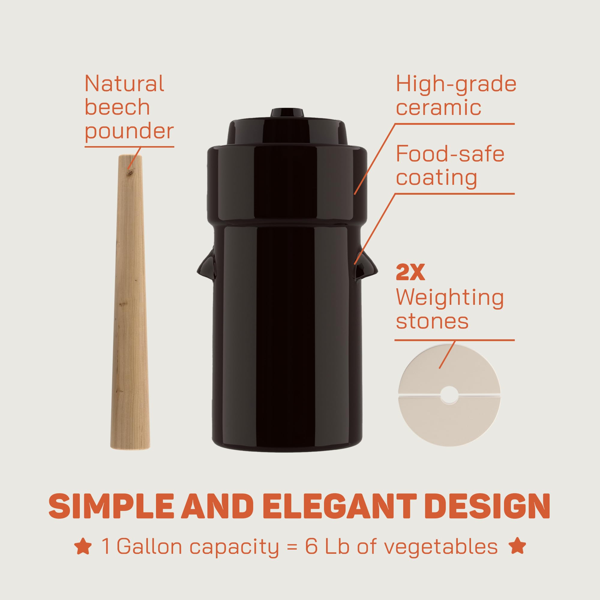 Kenley comparaison d'échelle montrant capacité 1 gallon avec légumes
