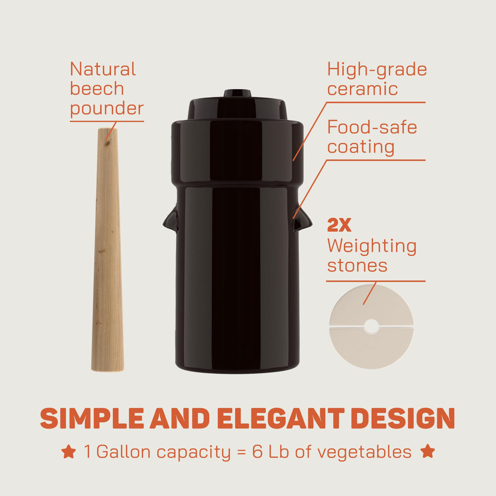 Kenley comparaison d'échelle montrant capacité 1 gallon avec légumes
