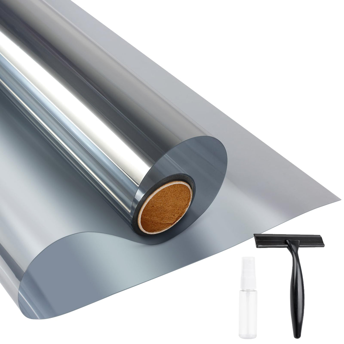 KESPEN film argent sur vitre avant application montrant protection intimité