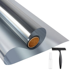 KESPEN film argent sur vitre avant application montrant protection intimité