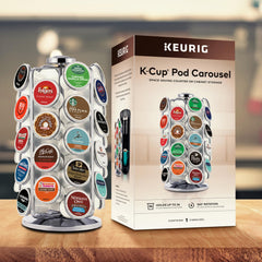 Keurig carrousel posé sur plan de travail pour comparaison d'échelle utile