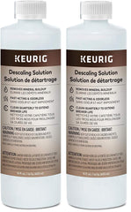 Keurig bouteille face avant montrant l'étiquette et entretien efficace