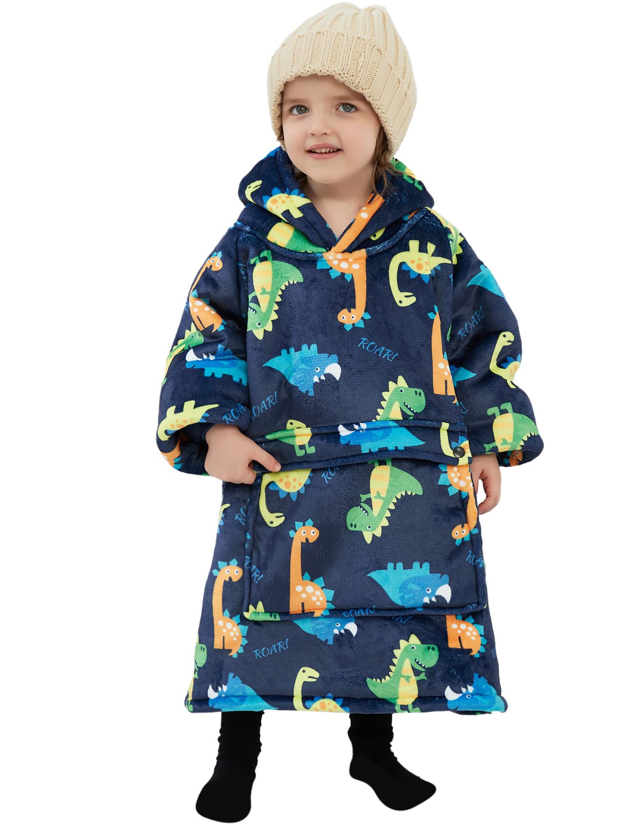 KFUBUO vue de face du hoodie dinosaure montrant confort et style