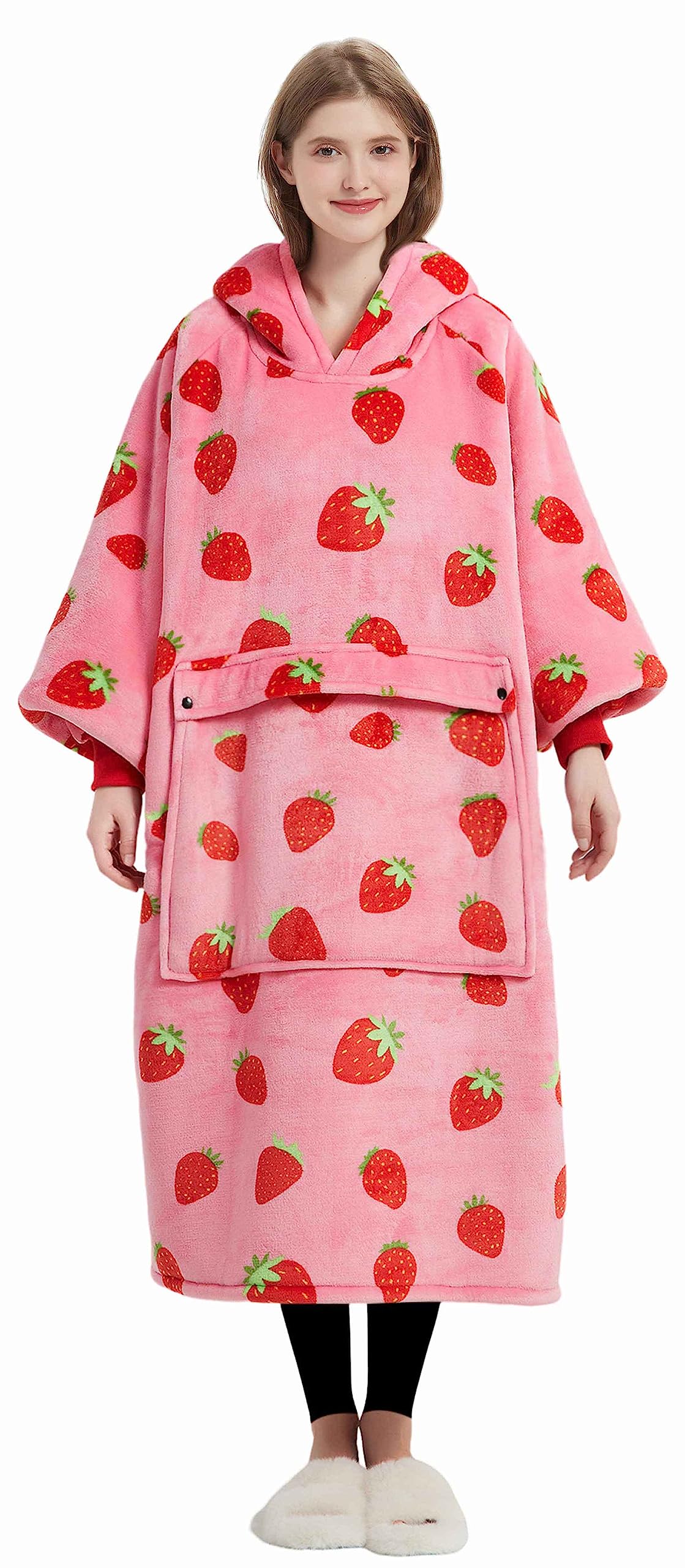KFUBUO vue avant du hoodie couverture fraise, confort instantané