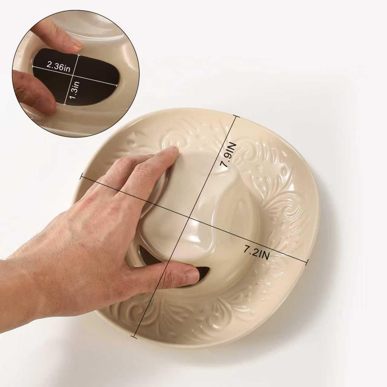 KGCCIZI vue de profil montrant la silhouette chapeau, design décoratif et gain de place