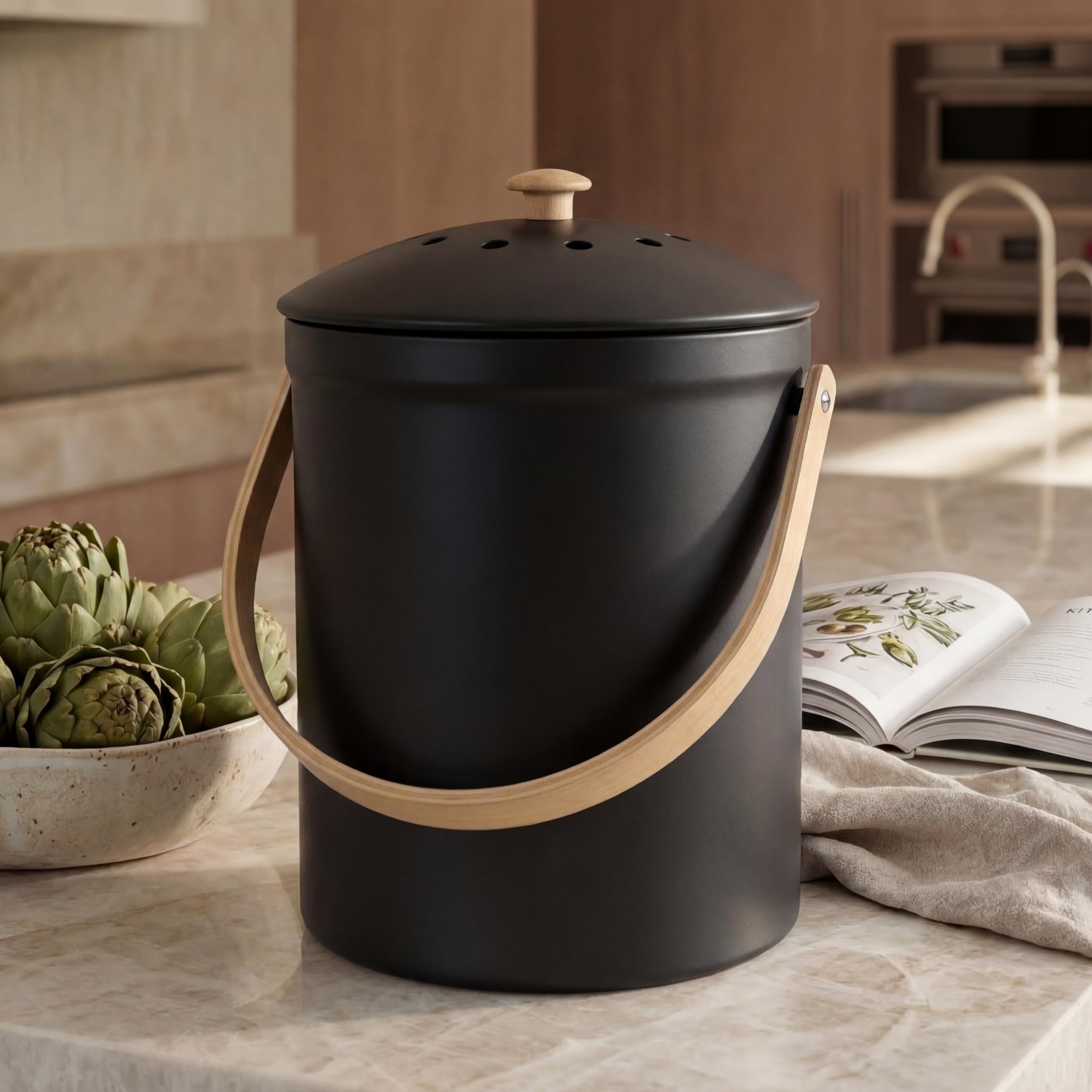 KIBAGA bac à compost de comptoir face avant élégant et compact pour espace réduit