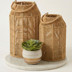 KIBAGA lanterne jute avant affichant design bohème et chaleur décorative