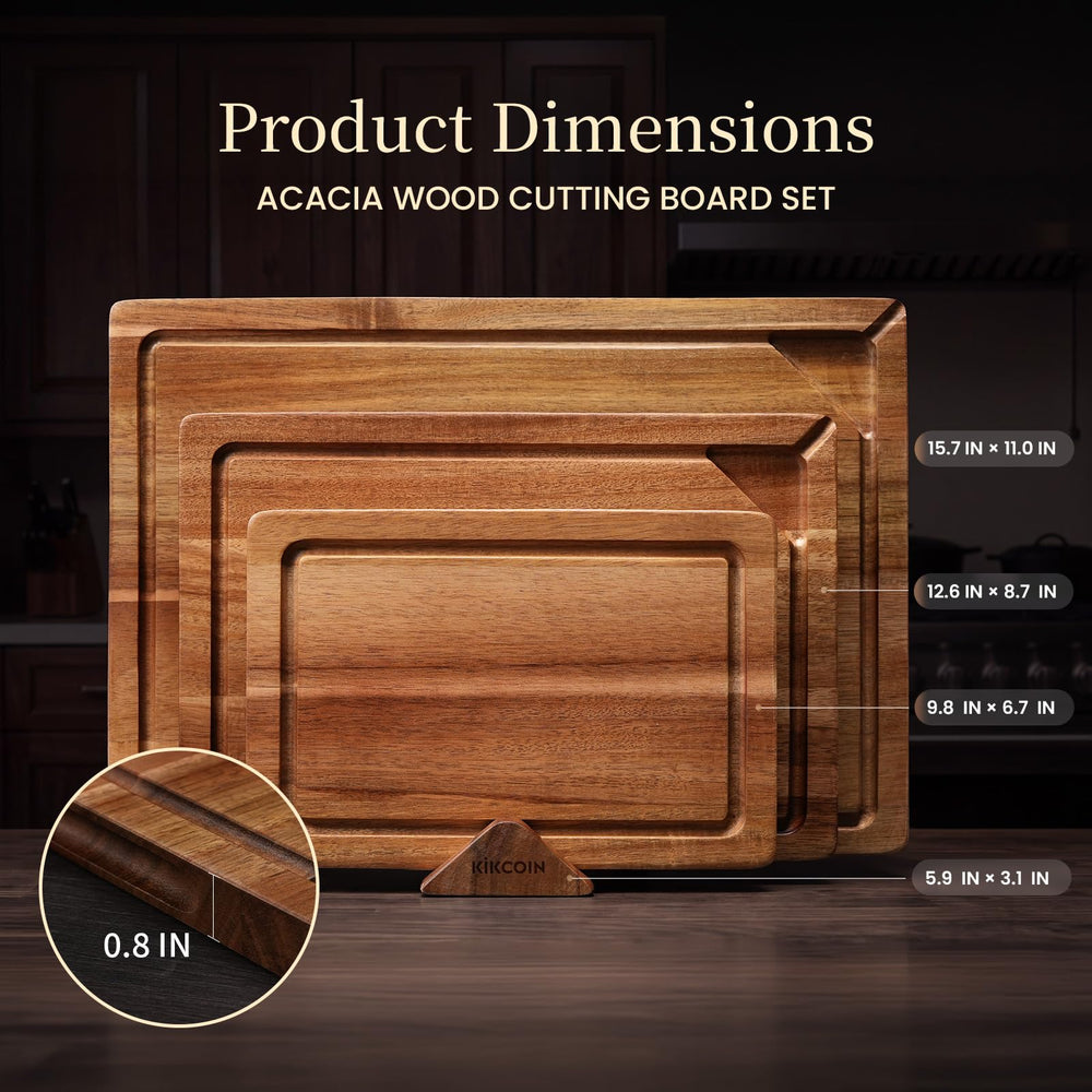 Kikcoin détail grain acacia poncé offrant surface lisse et protection couteaux