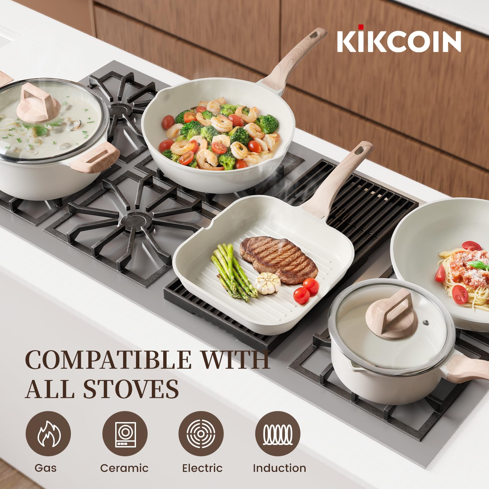 Kikcoin protections de poêles illustrant rangement empilable et sécurité