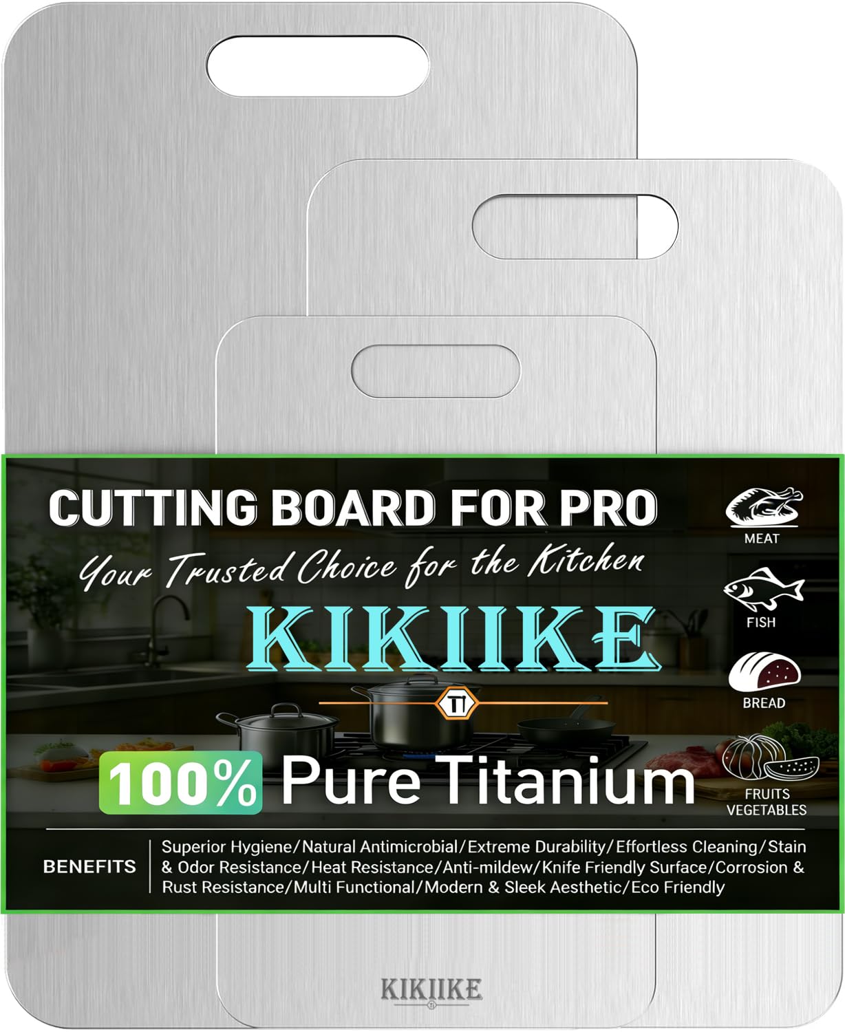 KIKIIKE planche titane face avant propre et hygiénique pour découpe sûre