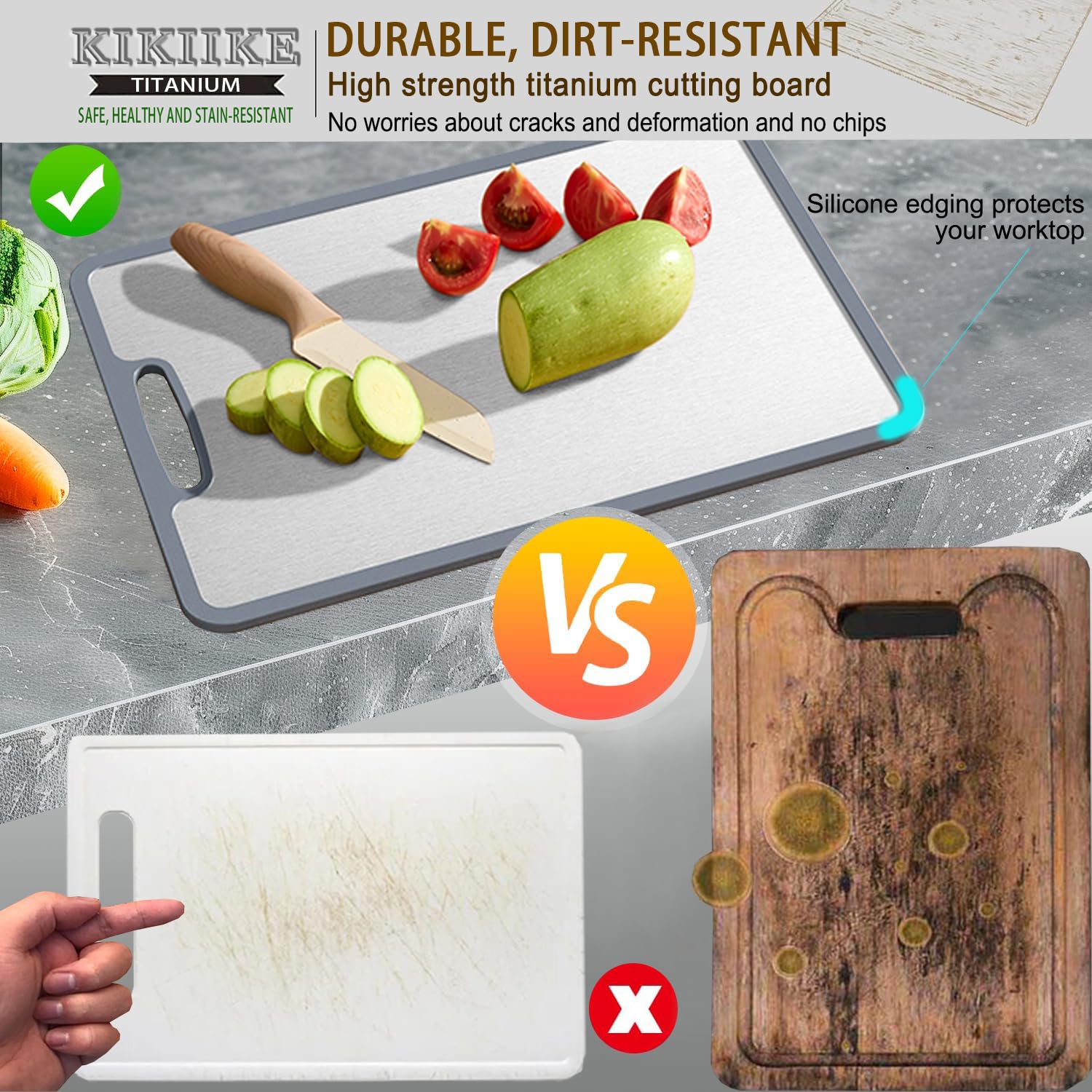 KIKIIKE gros plan surface titane lisse facilitant le nettoyage rapide