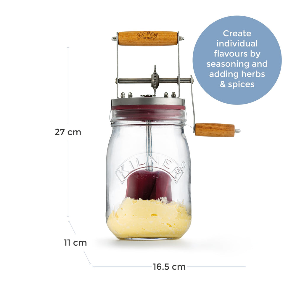 Kilner bocal contenant beurre frais illustrant la texture et la qualité maison