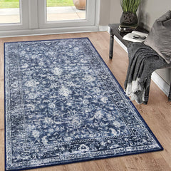 KILOCOCO face avant du tapis 3x5 en bleu et blanc montrant style et durabilité