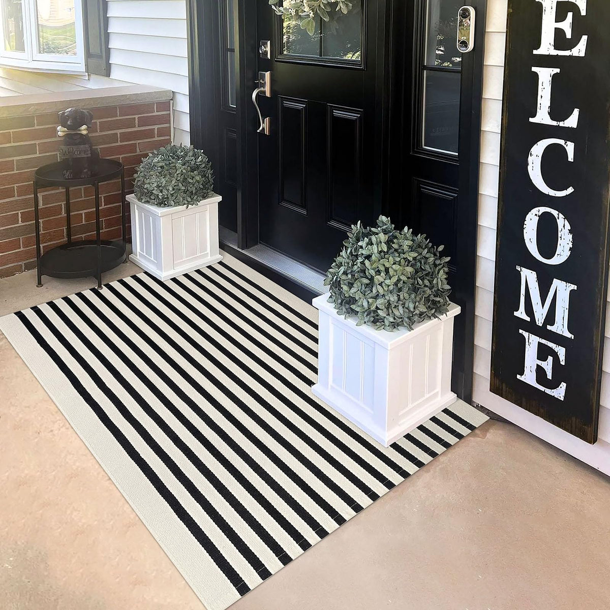 KILOCOCO tapis face avant beige rayé, ajoute une entrée élégante