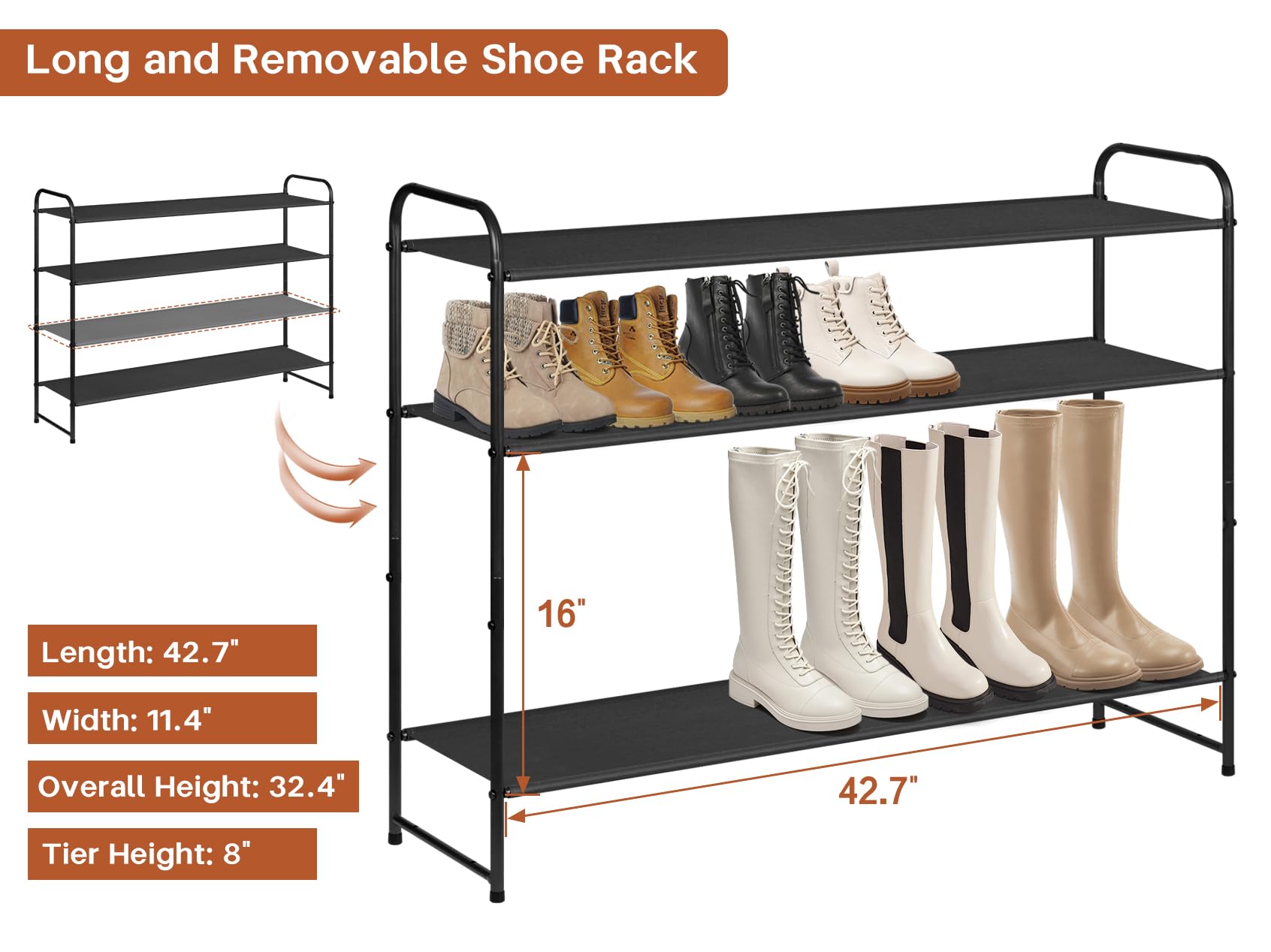 KIMBORA étagère supérieure stocke bottes hautes, gain de place