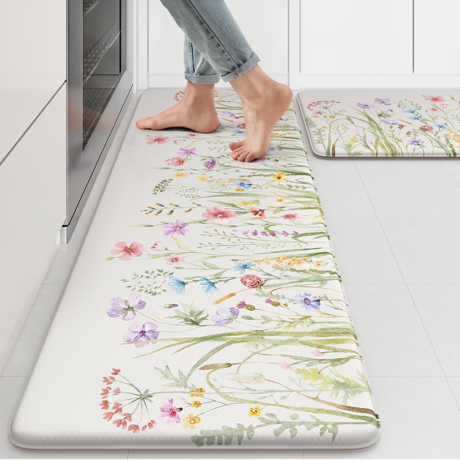 KIMODE tapis devant évier floral apportant confort et style champêtre