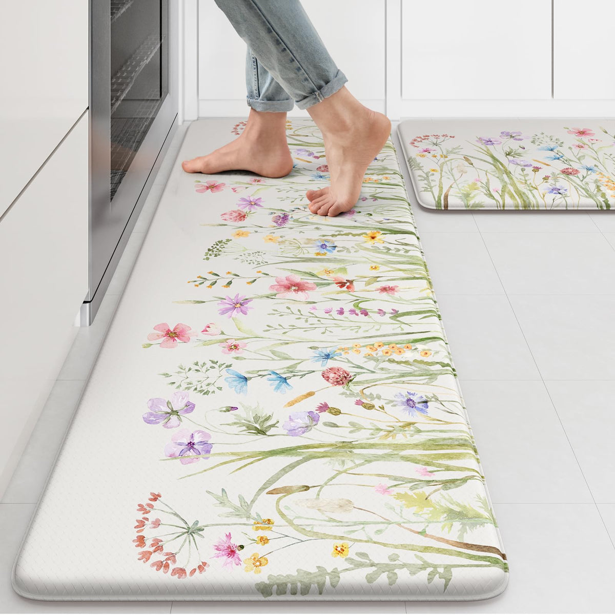 KIMODE tapis devant évier floral apportant confort et style champêtre