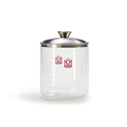 King Arthur pot de levain face avant montrant le verre transparent et la capacité