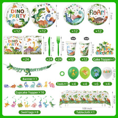 Kinovo gobelets et serviettes dino, motifs non toxiques attrayants