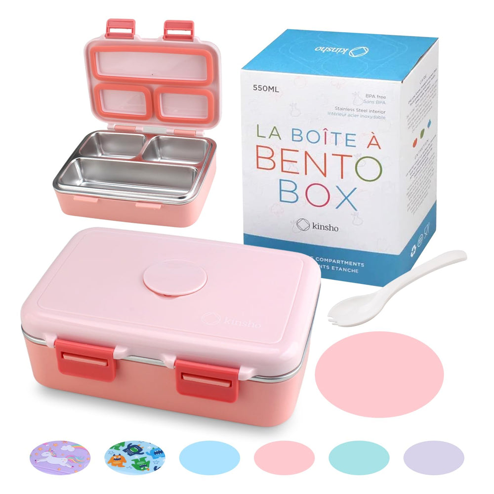 kinsho boîte bento rose face avant montrant design compact et sûreté