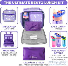 kinsho boîte licorne violette intérieur montrant 5 compartiments hermétiques pratiques