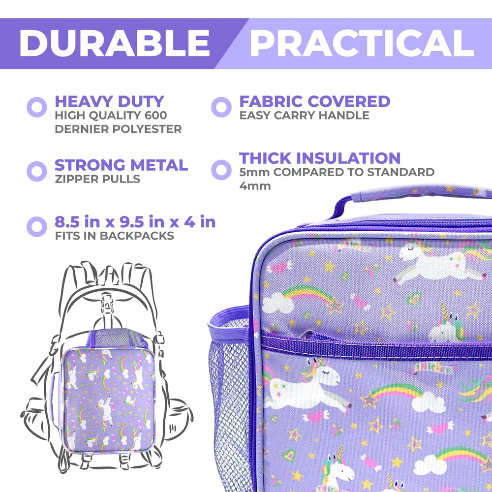 kinsho sac isotherme licorne violette ensemble complet facile à emporter