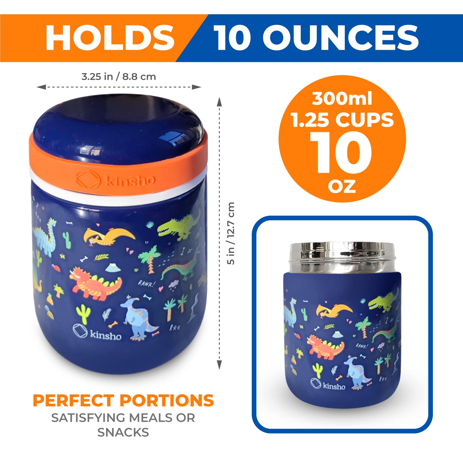 kinsho thermo 10oz contenant une soupe chaude pour repas scolaire