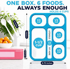 kinsho vue rapprochée des six compartiments pour portions variées